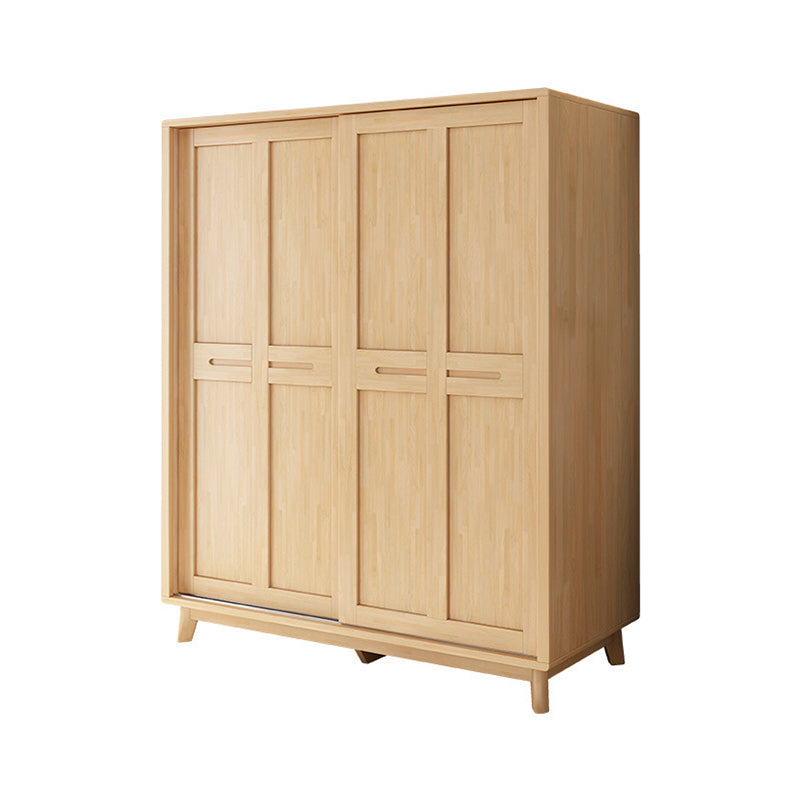 Contemporary Rubberwood Storage Cabinet Sliding Door Cabinet with Legs