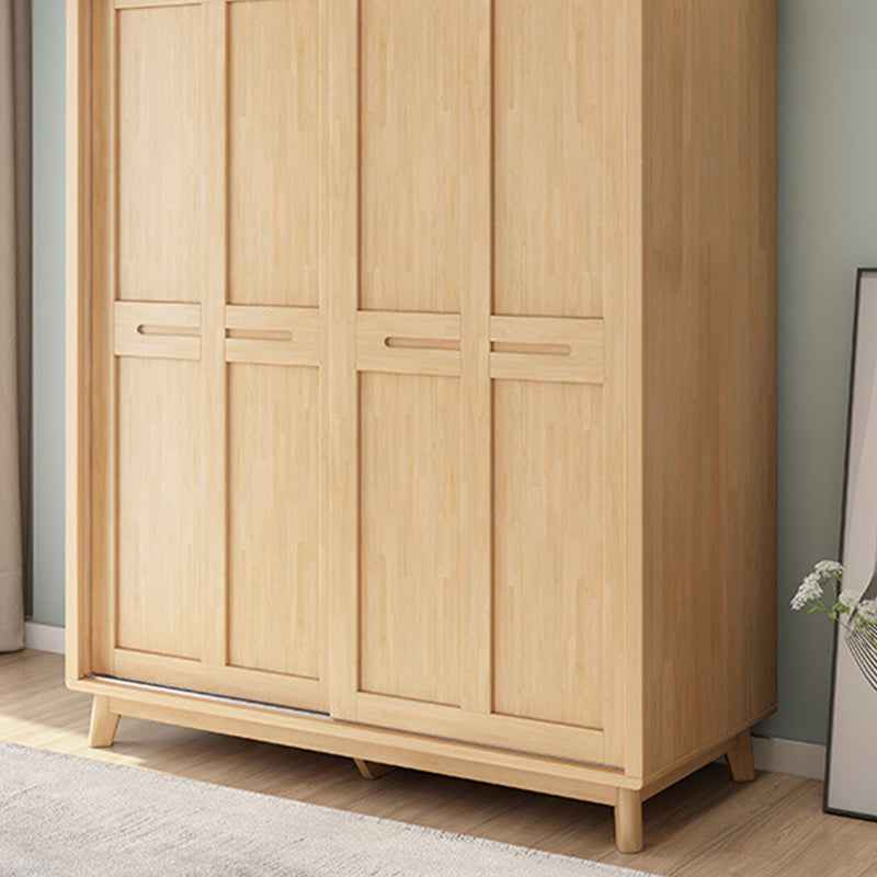 Contemporary Rubberwood Storage Cabinet Sliding Door Cabinet with Legs