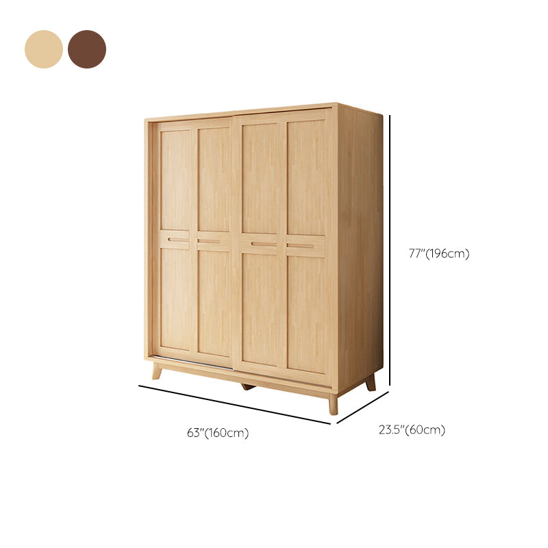 Contemporary Rubberwood Storage Cabinet Sliding Door Cabinet with Legs