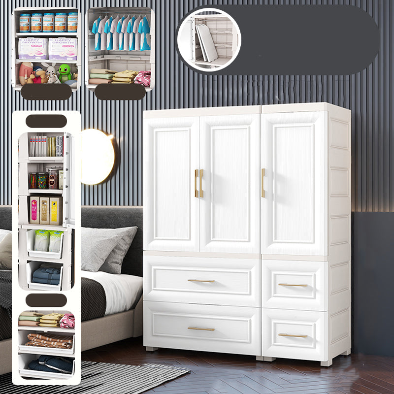 White Plastic Contemporary Storage Cabinet Interior Cabinet for Bedroom