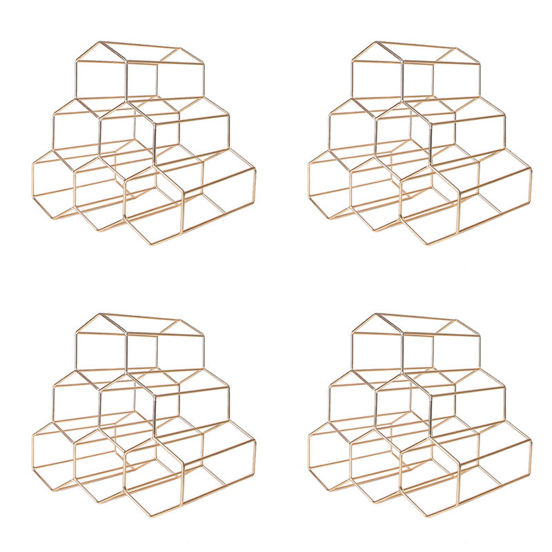 Iron Tabletop Wine Glass Rack Modern Stackable Wine Bottle Holder in Gold