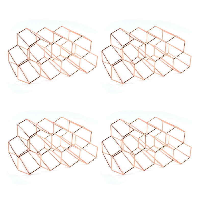 Iron Tabletop Wine Glass Rack Modern Stackable Wine Bottle Holder in Gold