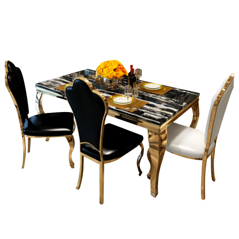 Luxury Gold Base Dining Table Faux Marble Home Kitchen Table
