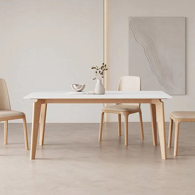 Simplicity Style Dinette Table Rectangle Stone Dining Room Table in White