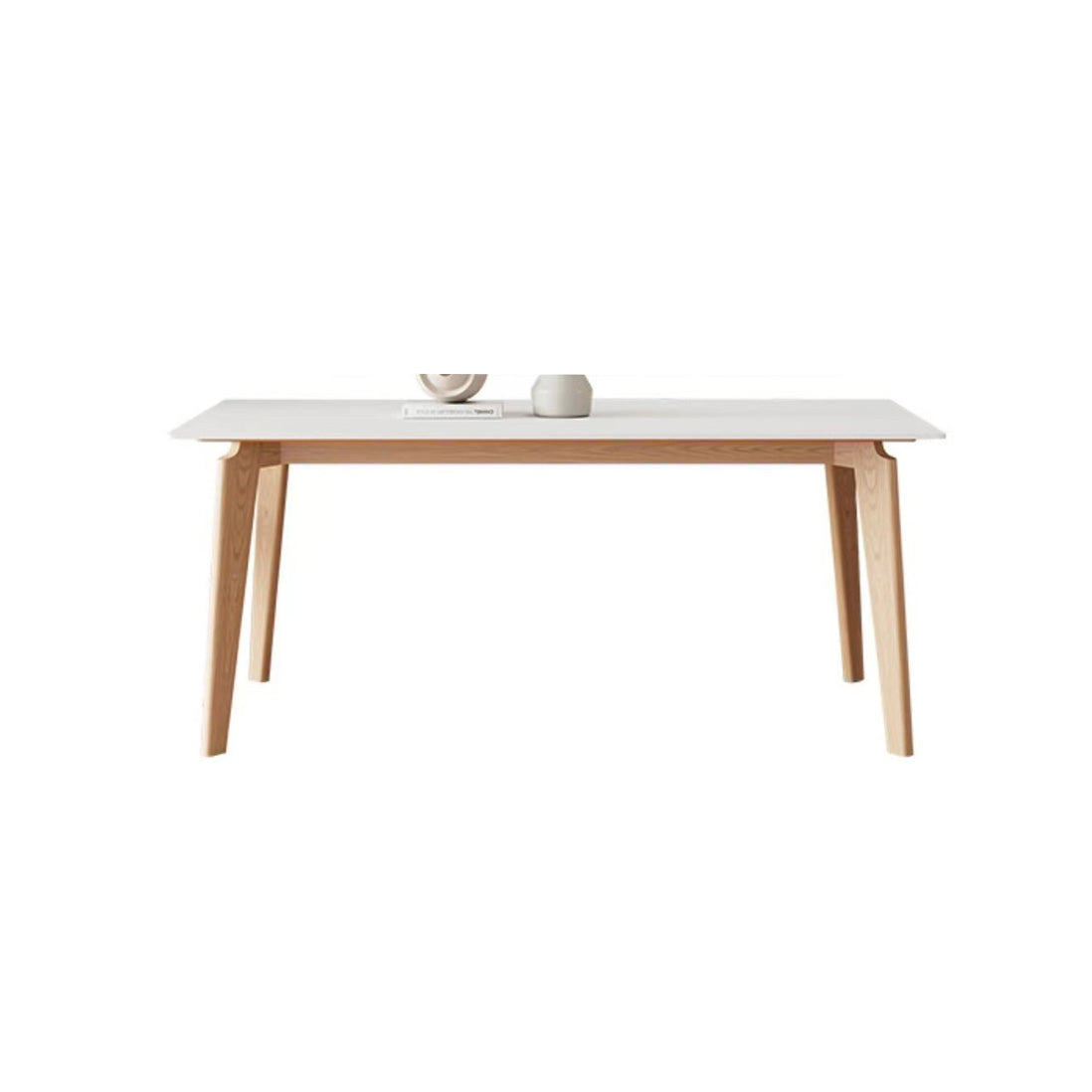 Simplicity Style Dinette Table Rectangle Stone Dining Room Table in White