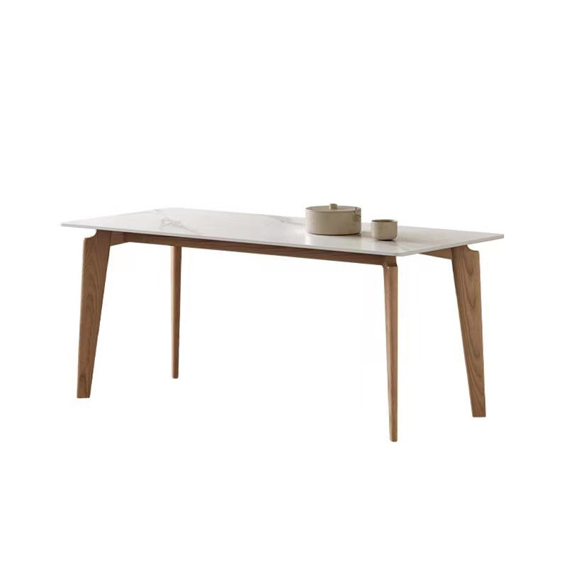 Simplicity Style Dinette Table Rectangle Stone Dining Room Table in White