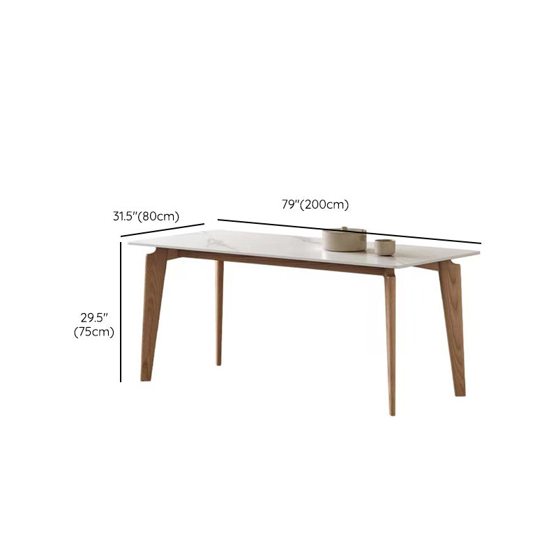 Simplicity Style Dinette Table Rectangle Stone Dining Room Table in White