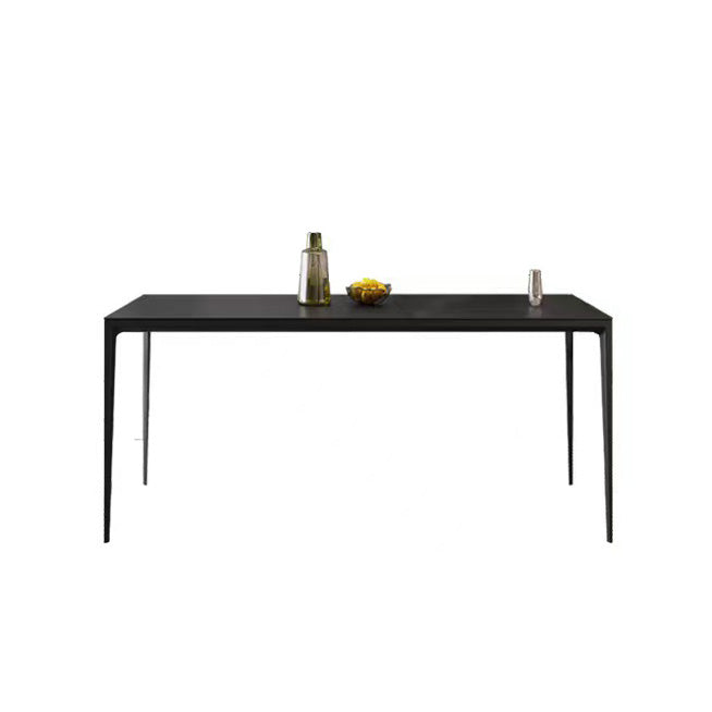 Simplicity Style Dinette Table Rectangle Stone Dining Room Table in Black