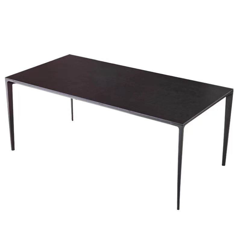 Simplicity Style Dinette Table Rectangle Stone Dining Room Table in Black