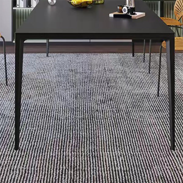 Simplicity Style Dinette Table Rectangle Stone Dining Room Table in Black