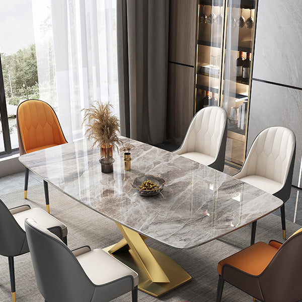 Glam Dinner Table Rectangle Stone Dining Room Table for Home