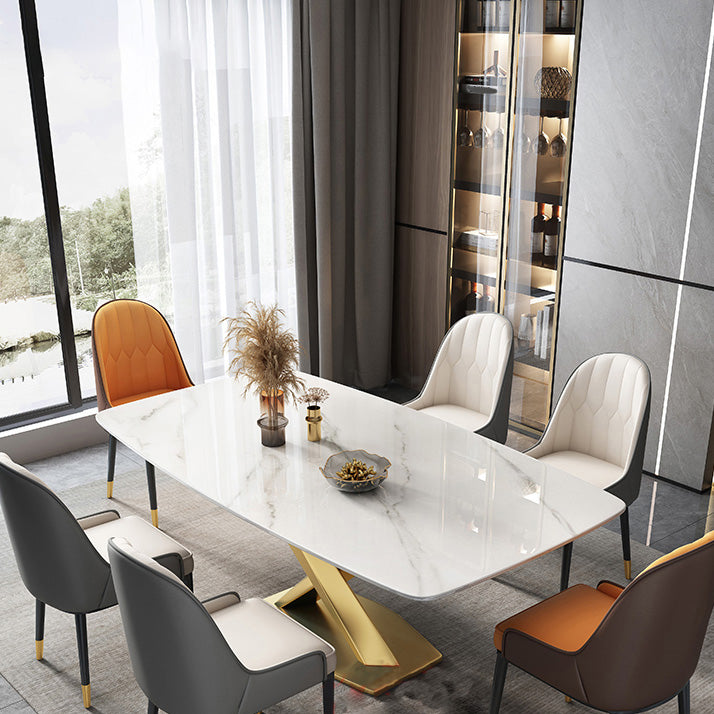 Glam Dinner Table Rectangle Stone Dining Room Table for Home