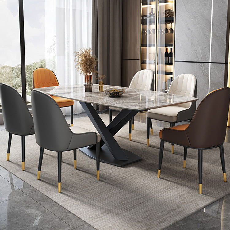 Glam Dinner Table Rectangle Stone Dining Room Table for Home