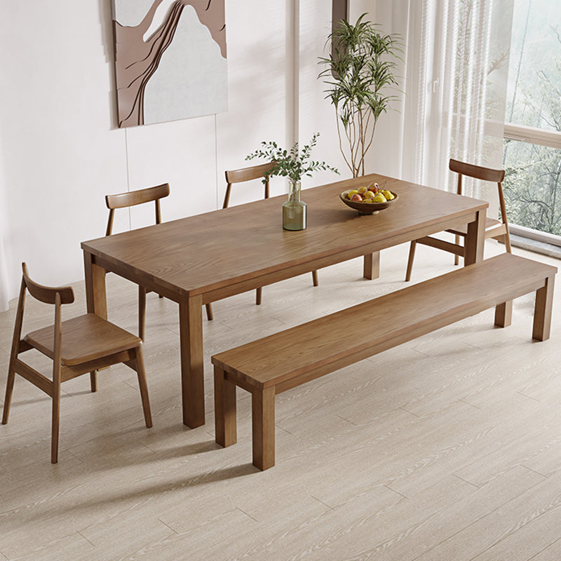 Simplicity Dinette Table Solid Wood Rectangle Dinner Table in Brown