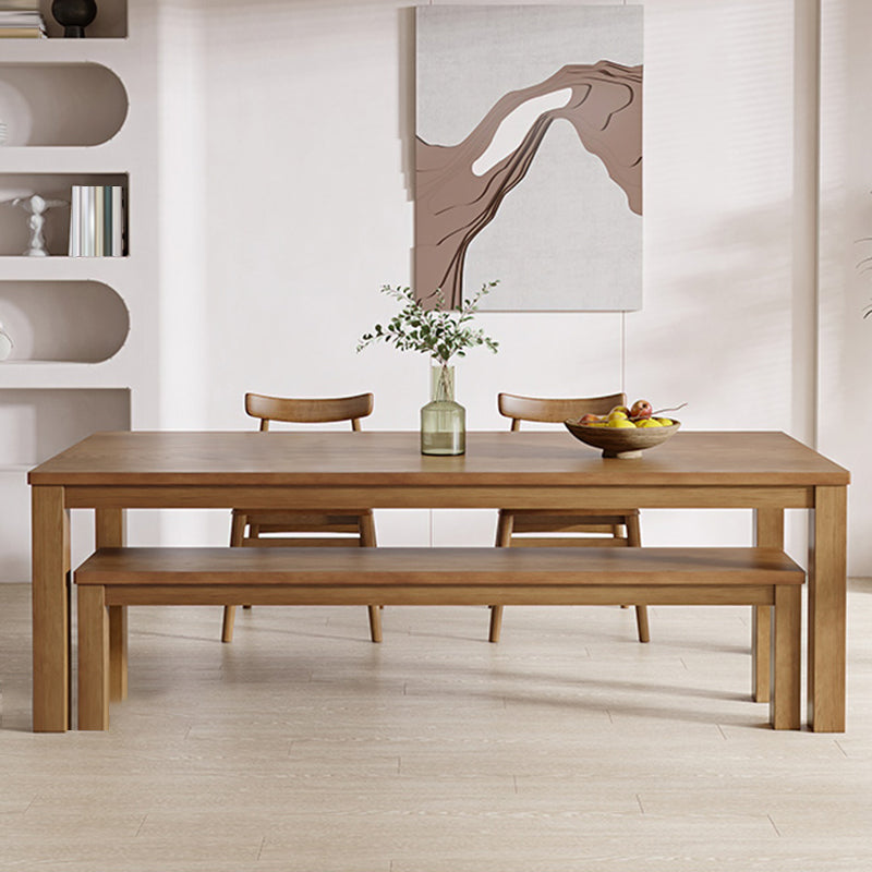 Simplicity Dinette Table Solid Wood Rectangle Dinner Table in Brown