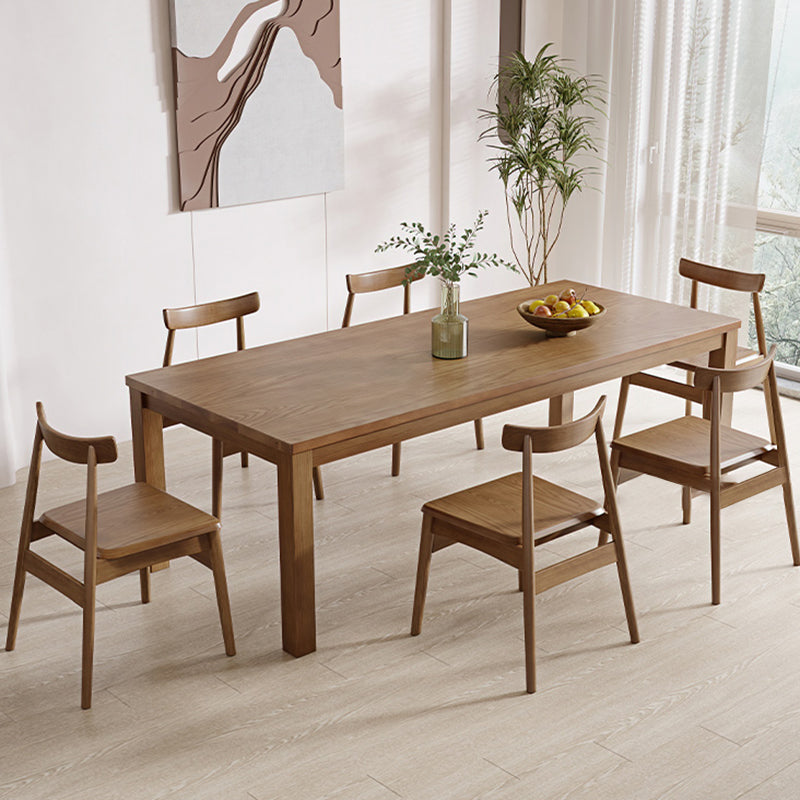 Simplicity Dinette Table Solid Wood Rectangle Dinner Table in Brown