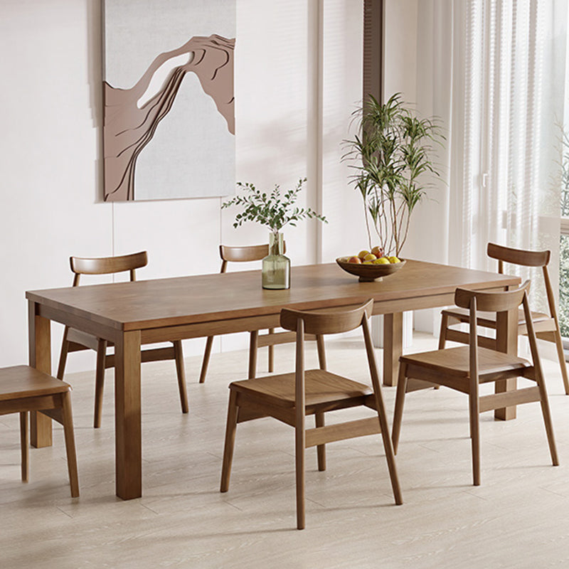 Simplicity Dinette Table Solid Wood Rectangle Dinner Table in Brown
