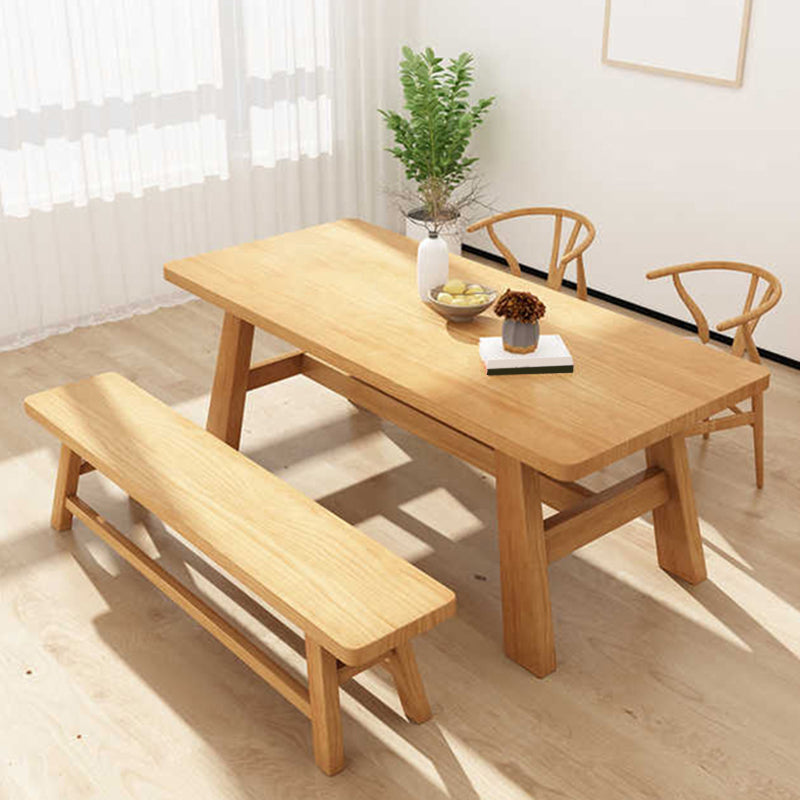 Simplicity Style Dinette Table Solid Wood Rectangle Dinner Table in Natural
