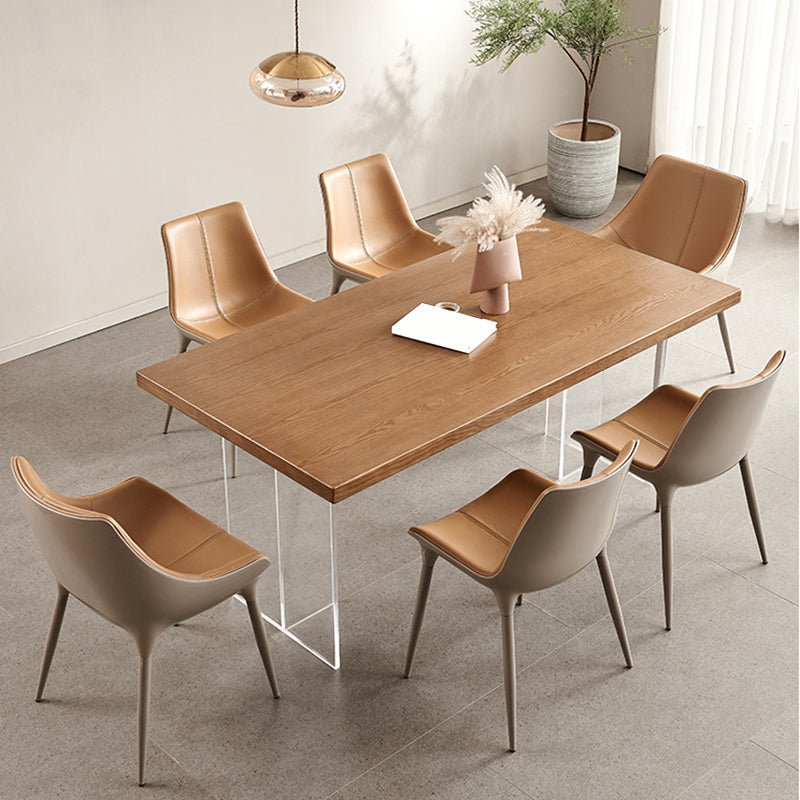 Simplicity Dinette Table Rectangle Solid Wood Dinner Table in Brown