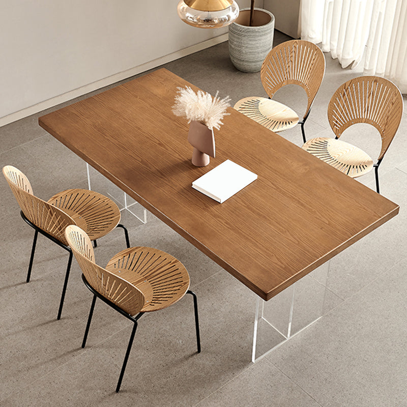 Simplicity Dinette Table Rectangle Solid Wood Dinner Table in Brown