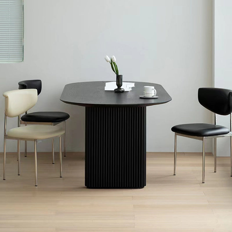 Simplicity Style Dinette Table Solid Wood Oval Dinner Table in Black