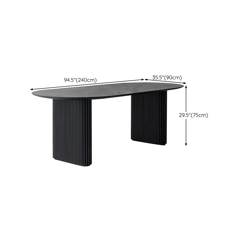 Simplicity Style Dinette Table Solid Wood Oval Dinner Table in Black