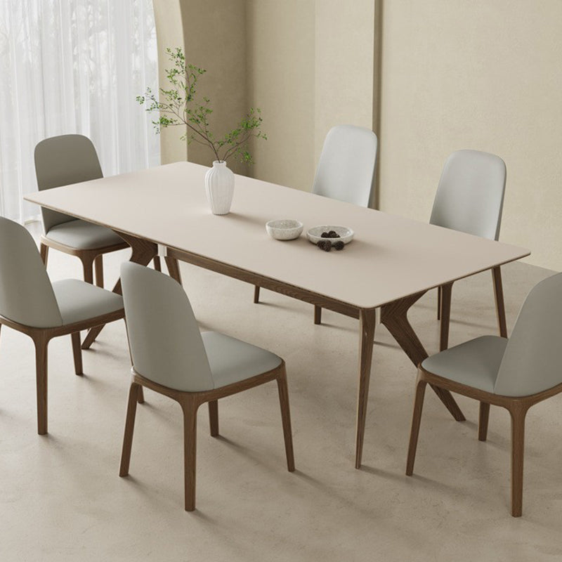 Simplicity Style Dinette Table Rectangle Stone Dinner Table in White