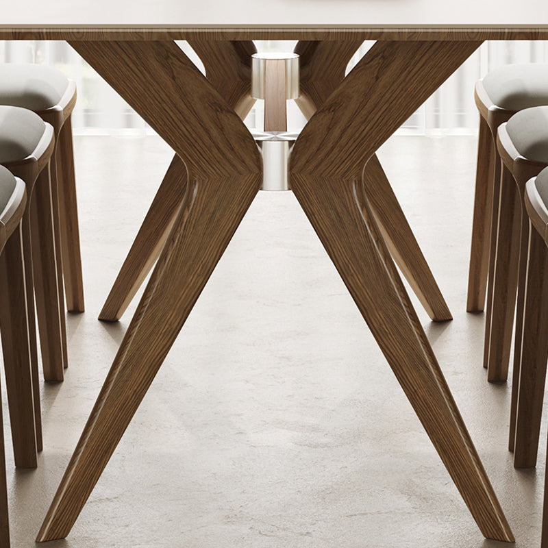 Simplicity Style Dinette Table Rectangle Stone Dinner Table in White