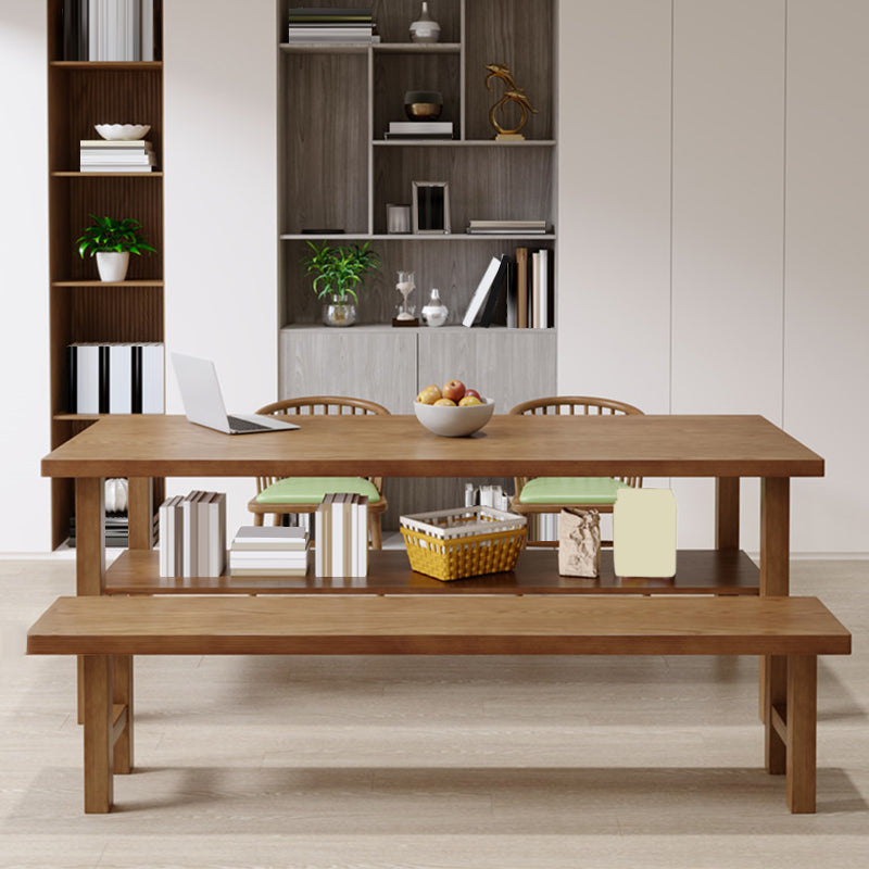 Simplicity Dinette Table Solid Wood Rectangle Dining Room Table in Brown