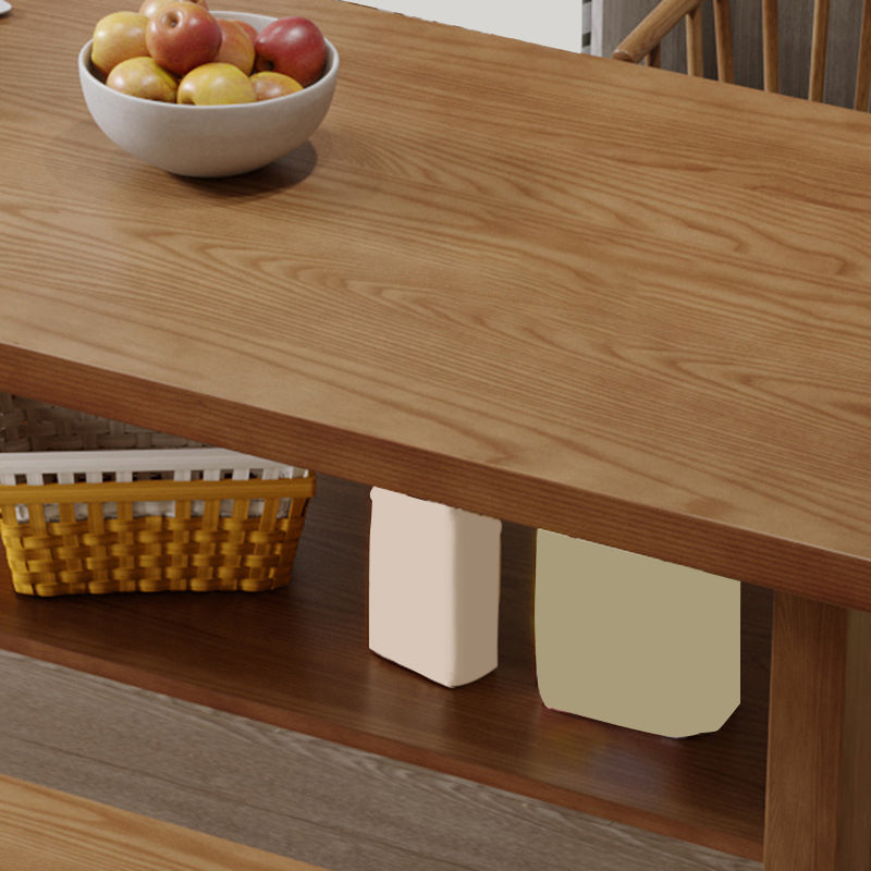 Simplicity Dinette Table Solid Wood Rectangle Dining Room Table in Brown