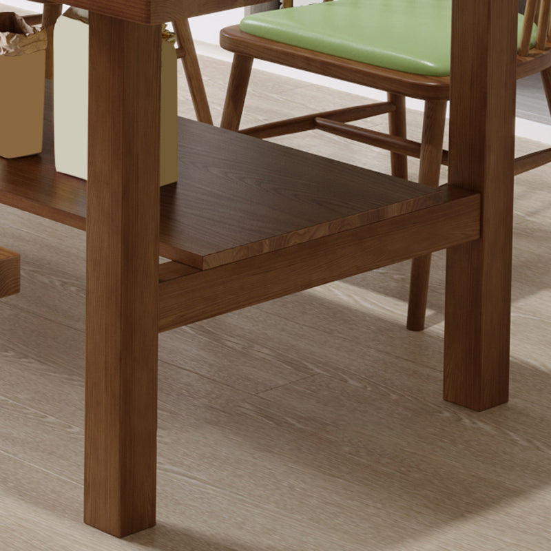 Simplicity Dinette Table Solid Wood Rectangle Dining Room Table in Brown