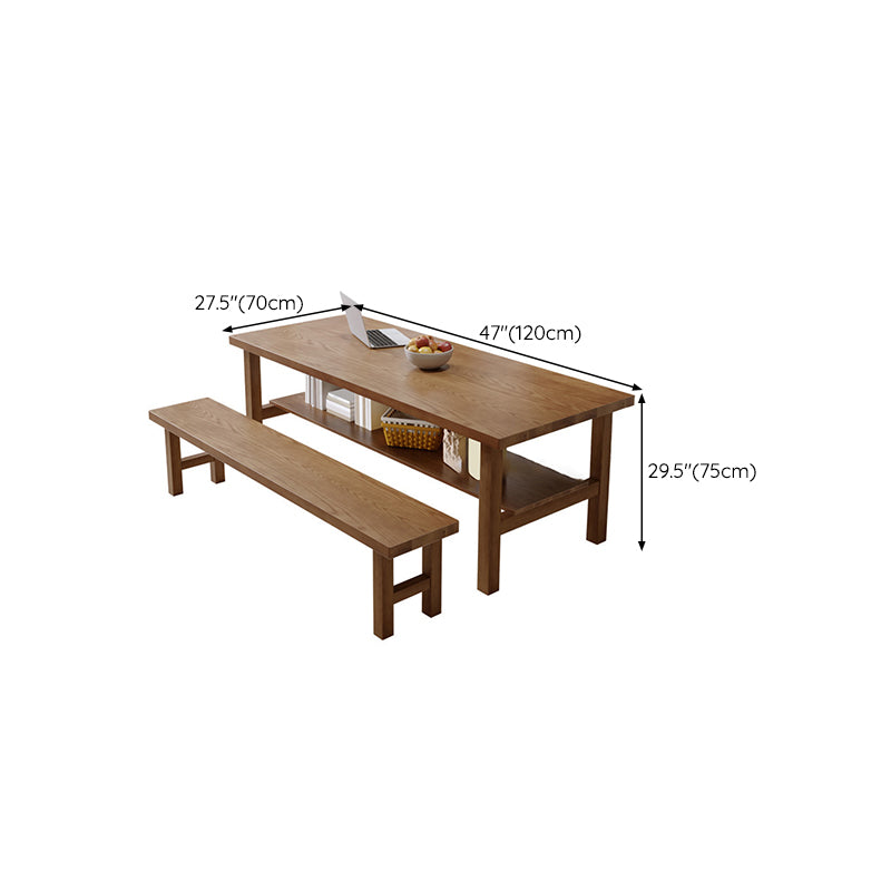 Simplicity Dinette Table Solid Wood Rectangle Dining Room Table in Brown