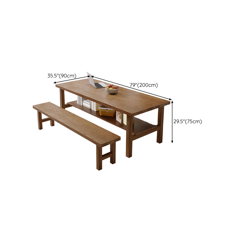 Simplicity Dinette Table Solid Wood Rectangle Dining Room Table in Brown