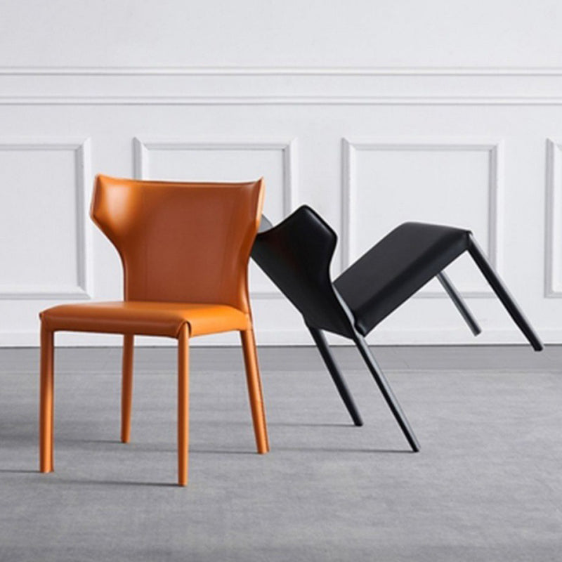 Modern Style Faux Leather Dining Chair Wingback Armless Chair
