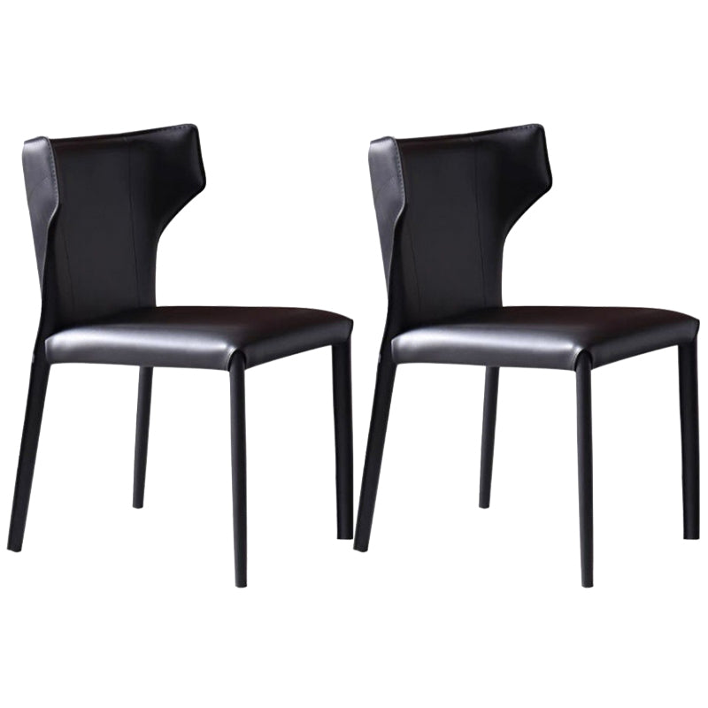 Modern Style Faux Leather Dining Chair Wingback Armless Chair