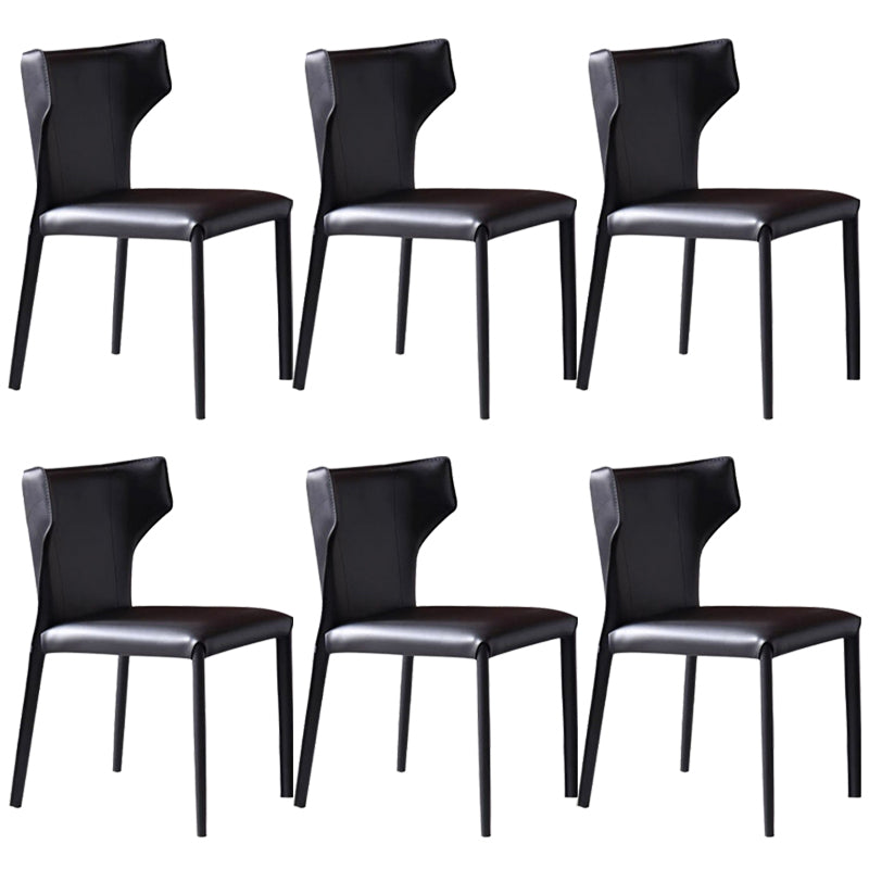 Modern Style Faux Leather Dining Chair Wingback Armless Chair
