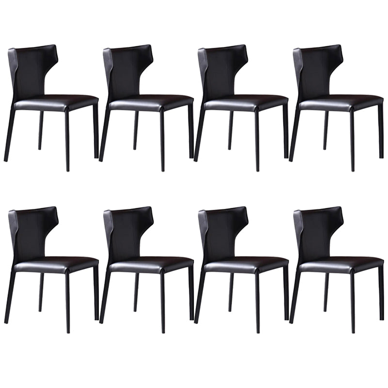 Modern Style Faux Leather Dining Chair Wingback Armless Chair