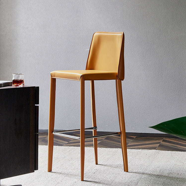 Modern Bar Stool Leather Backrest Counter Stool for Living Room