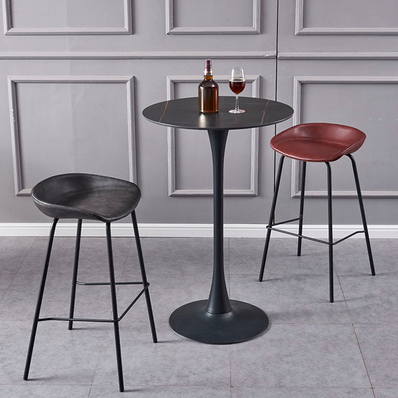 Industrial Style Counter Stool Armless Upholstered Bar Stool with Metal Legs