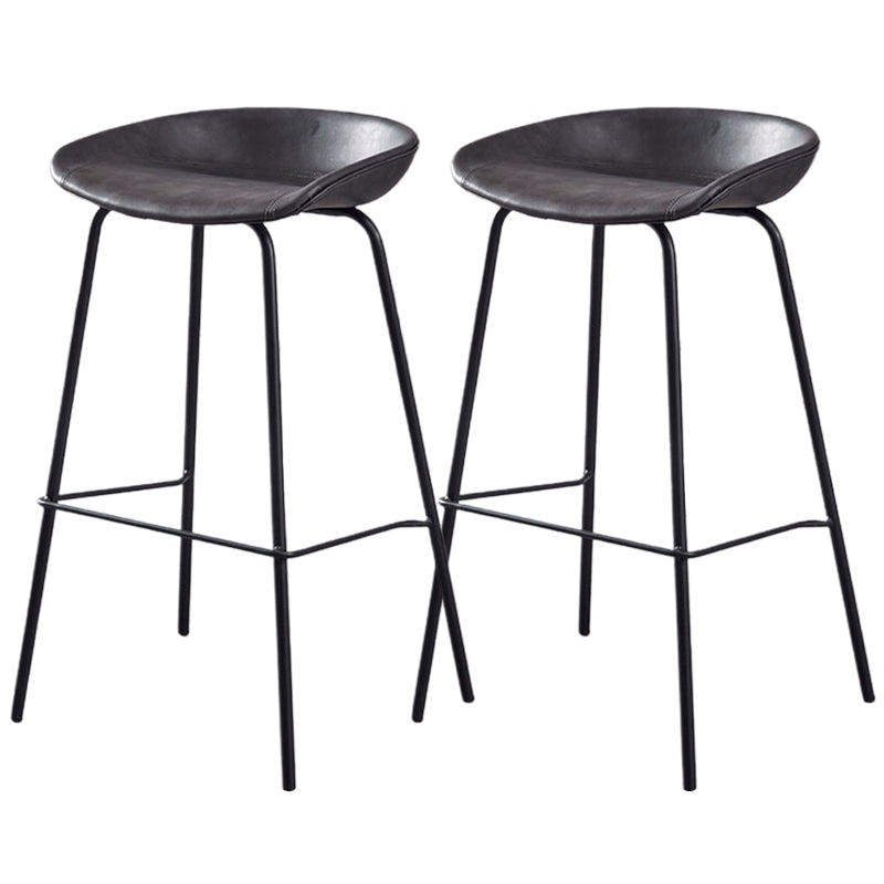 Industrial Style Counter Stool Armless Upholstered Bar Stool with Metal Legs