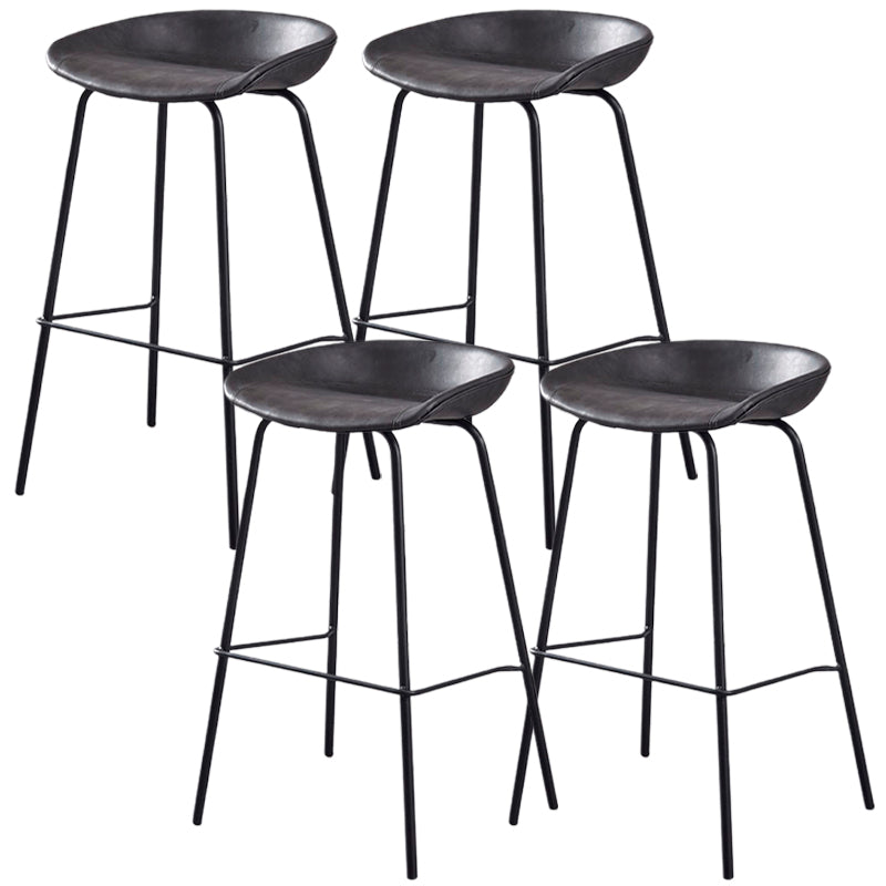 Industrial Style Counter Stool Armless Upholstered Bar Stool with Metal Legs