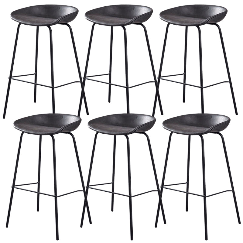 Industrial Style Counter Stool Armless Upholstered Bar Stool with Metal Legs