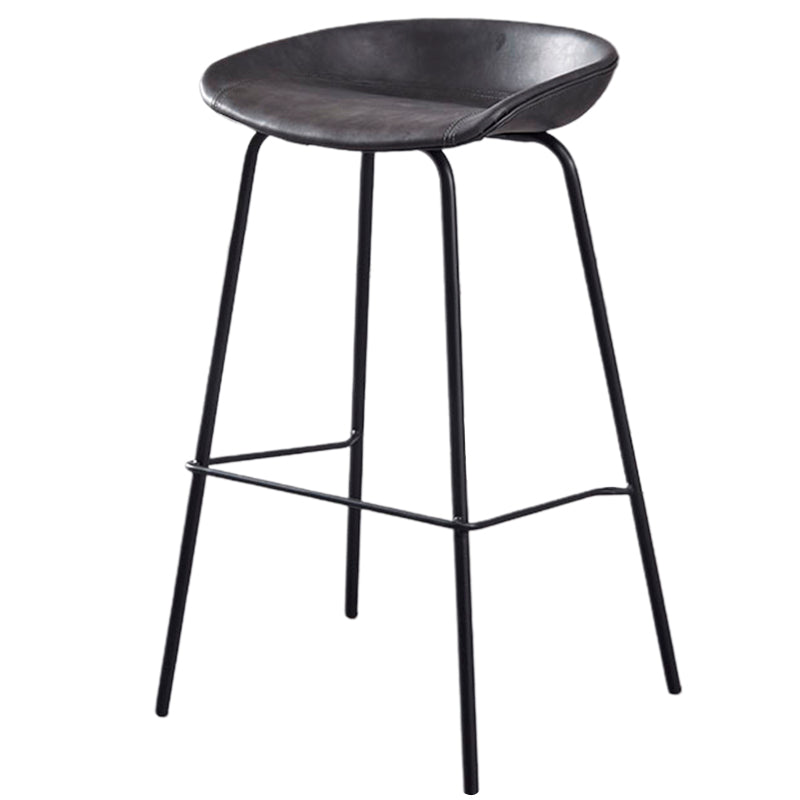 Industrial Style Counter Stool Armless Upholstered Bar Stool with Metal Legs