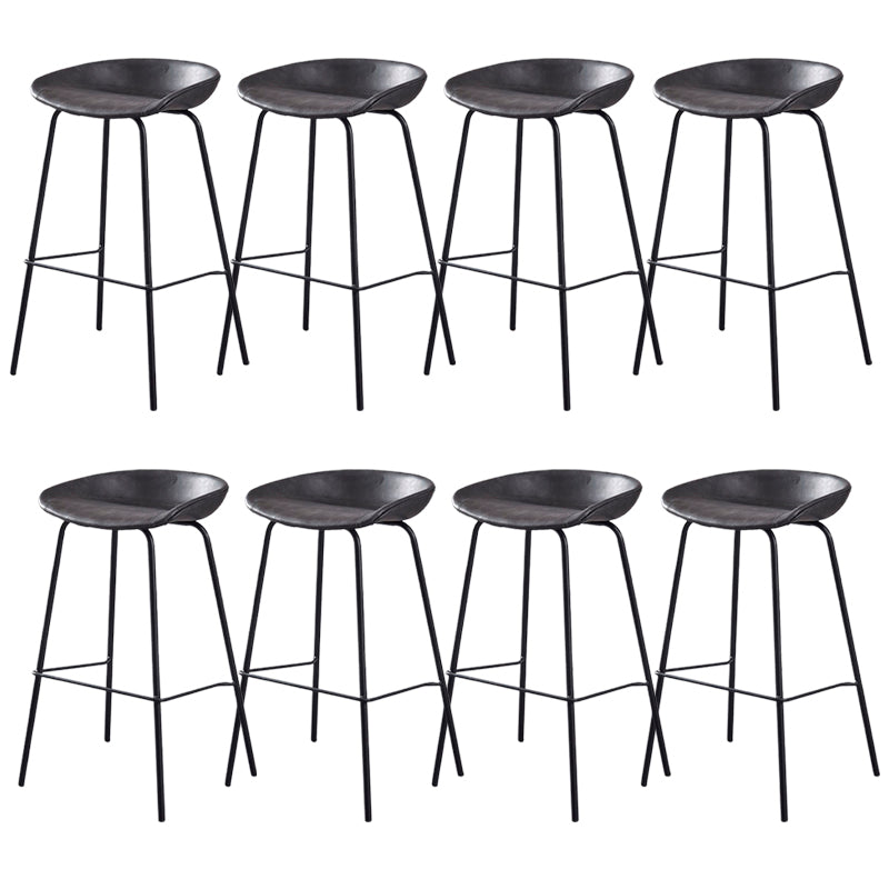 Industrial Style Counter Stool Armless Upholstered Bar Stool with Metal Legs