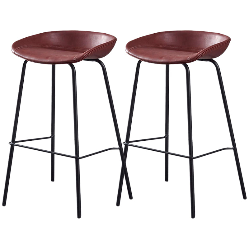 Industrial Style Counter Stool Armless Upholstered Bar Stool with Metal Legs
