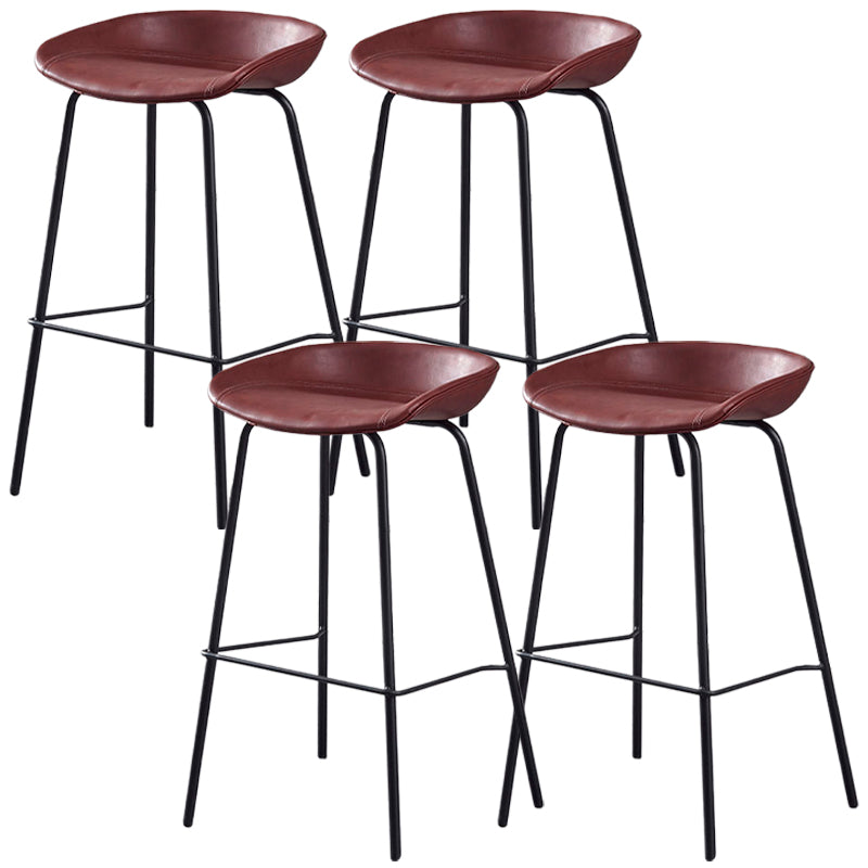 Industrial Style Counter Stool Armless Upholstered Bar Stool with Metal Legs