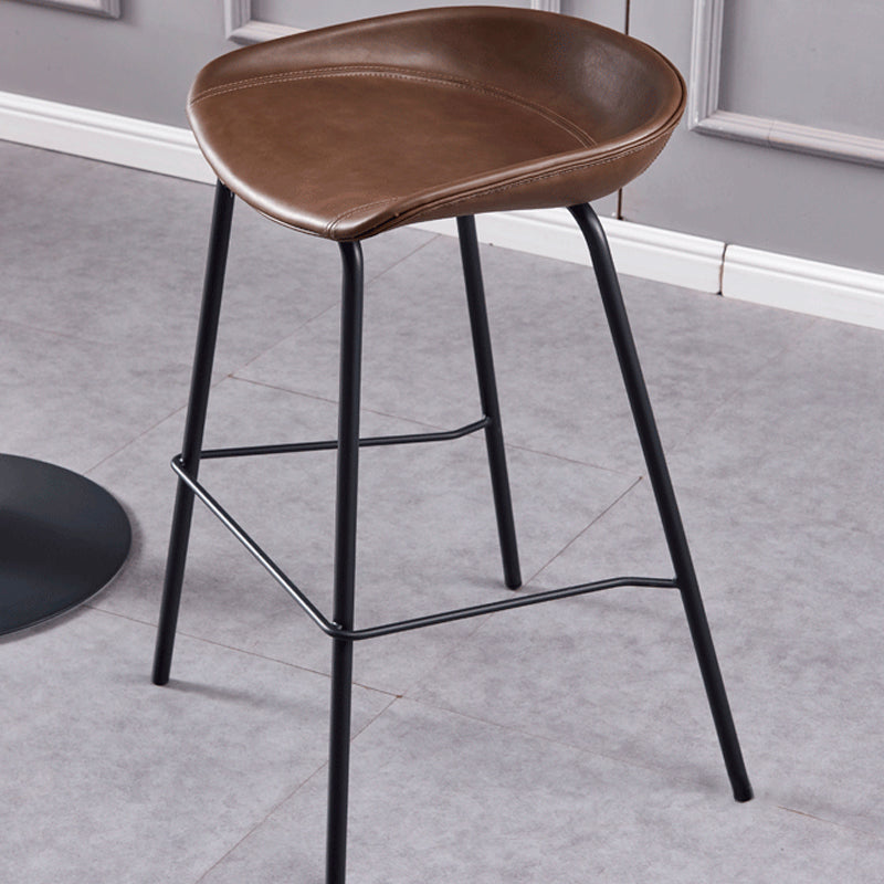 Industrial Style Counter Stool Armless Upholstered Bar Stool with Metal Legs