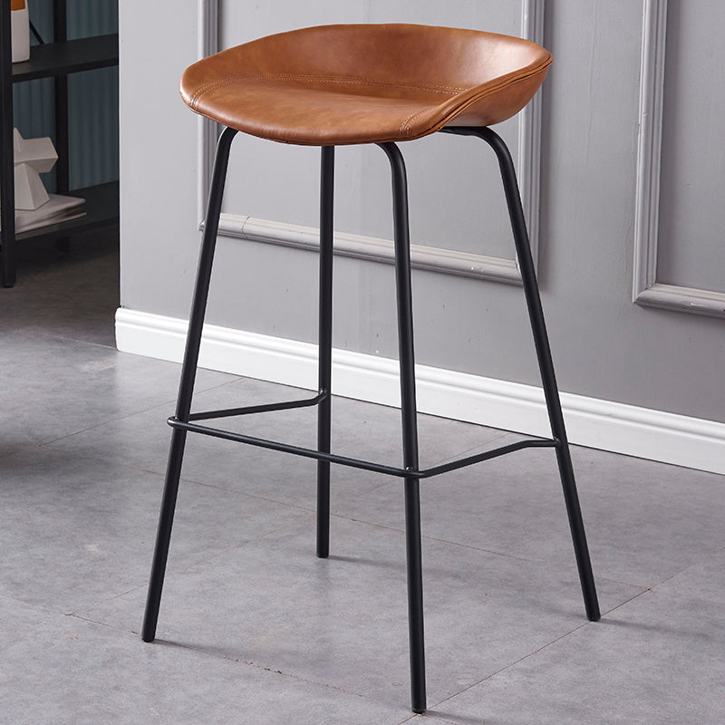 Industrial Style Counter Stool Armless Upholstered Bar Stool with Metal Legs
