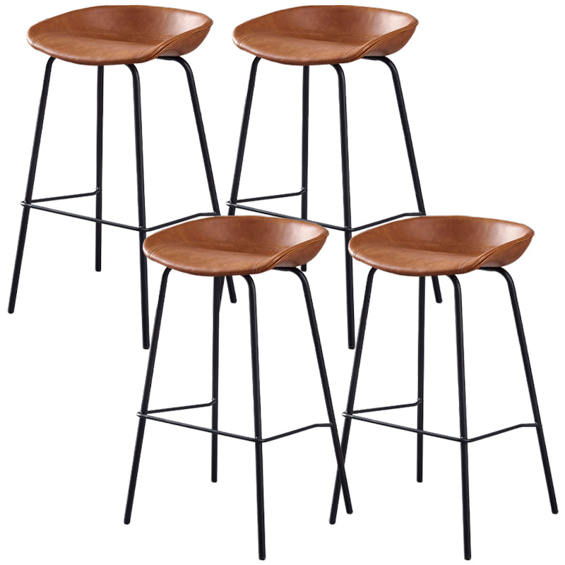 Industrial Style Counter Stool Armless Upholstered Bar Stool with Metal Legs
