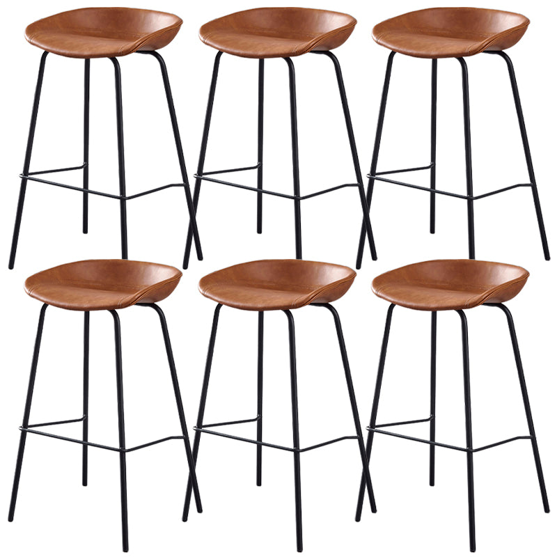Industrial Style Counter Stool Armless Upholstered Bar Stool with Metal Legs